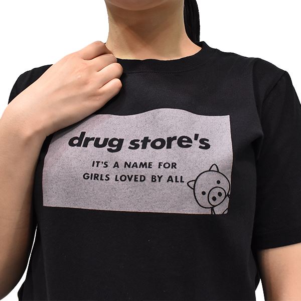 drug store's 20/天竺 袖OP刺繍 ボックスロゴプリント Tシャツ(3 61