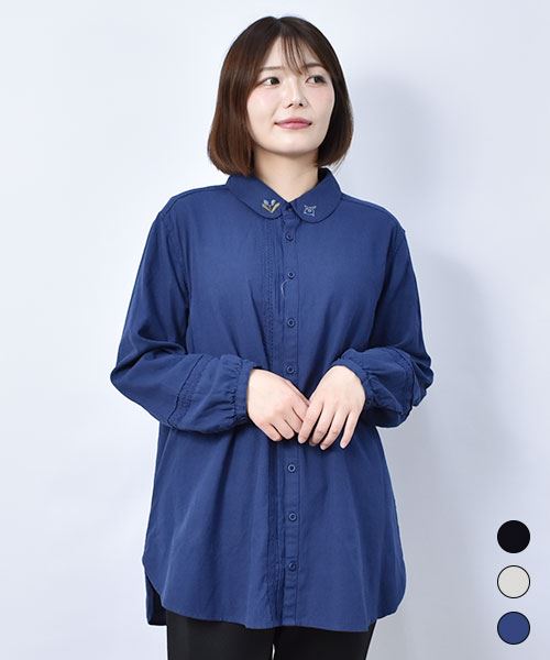 【シャツ】 レース使い ピンタック シャツ