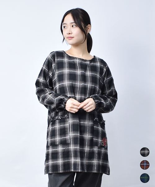 フリルポケットつき Aライン チュニック