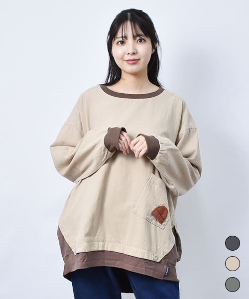 【チュニック】 グレンチェック リブ チュニック