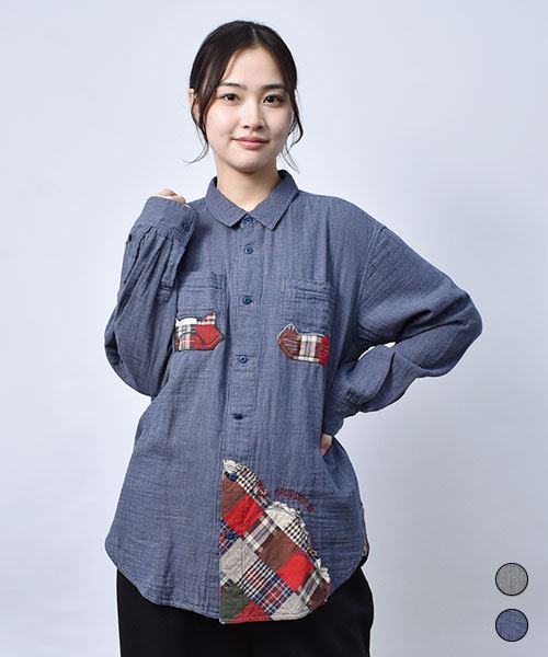 【シャツ】 千鳥チェック レギュラーシャツ