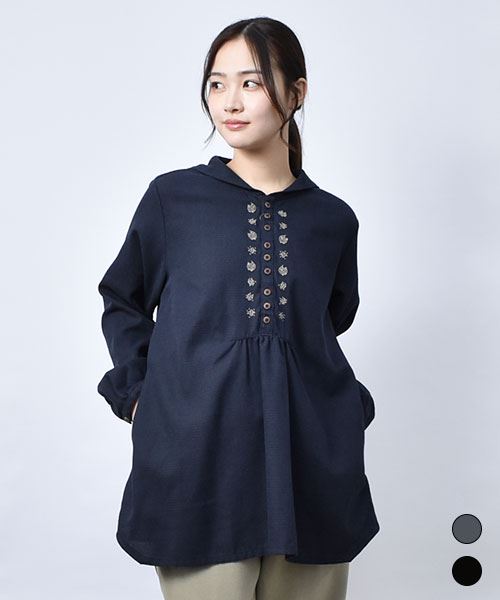 【チュニック】 グレンチェック セーラー チュニック