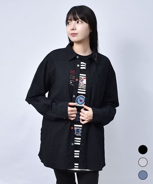 【シャツ】 カラフルボタン シャーリング シャツ