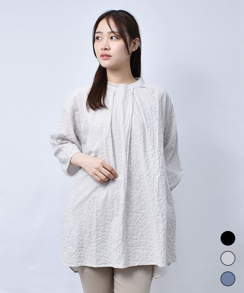 【チュニック】 シャーリング タック チュニック