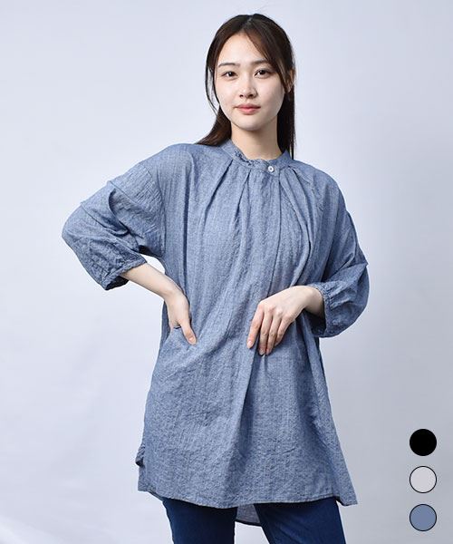 【チュニック】 シャーリング タック チュニック