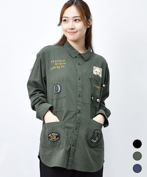 【シャツ】 ハギハギ ポケット シャツ