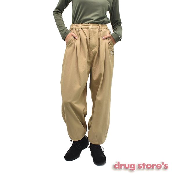 drug store's Cツイル OP刺繍 裾ダーツ バルーン ベイカー パンツ(F 10