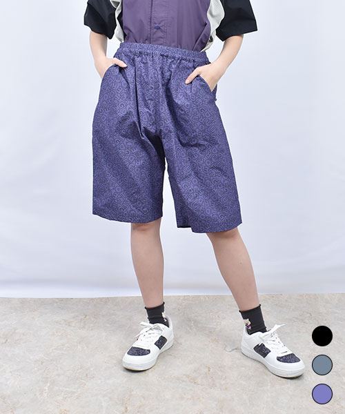 drug store's ブタ＆ロゴ総柄プリント マチつき ショートパンツ