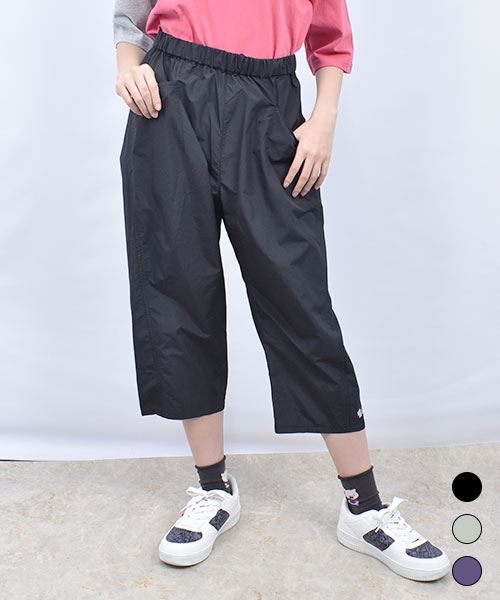 drug store's 斜め切替 ロゴプリント マチつき 7分丈 パンツ