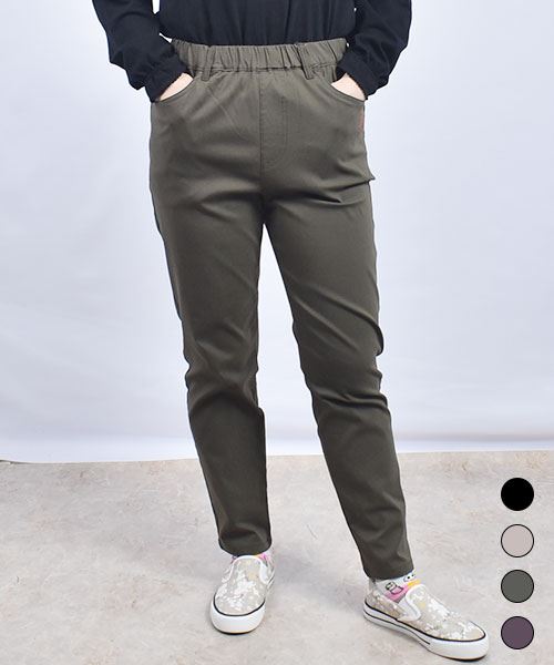 drug store's 刺繍 テーパード すっきり ストレッチパンツ