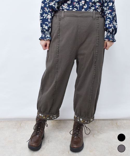 drug store's 裾花刺繍 バルーンパンツ