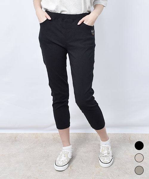 【ストパン】 ちょうちょ＆よこぶた 定番7分丈 ストレッチパンツ