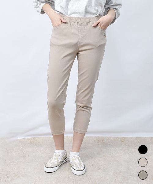 【ストパン】 ちょうちょ＆よこぶた 定番7分丈 ストレッチパンツ