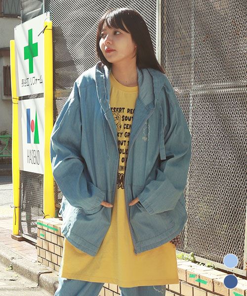 【パーカー】 らくがき風 デニム パーカー