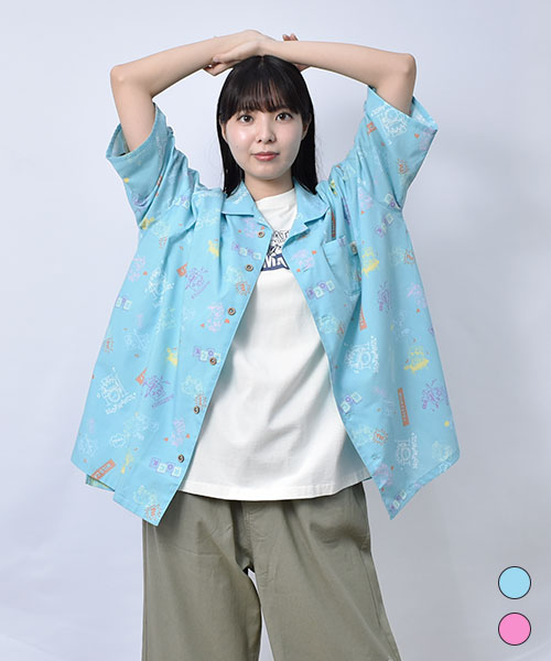【シャツ】 ロックバンド 総柄 シャツ