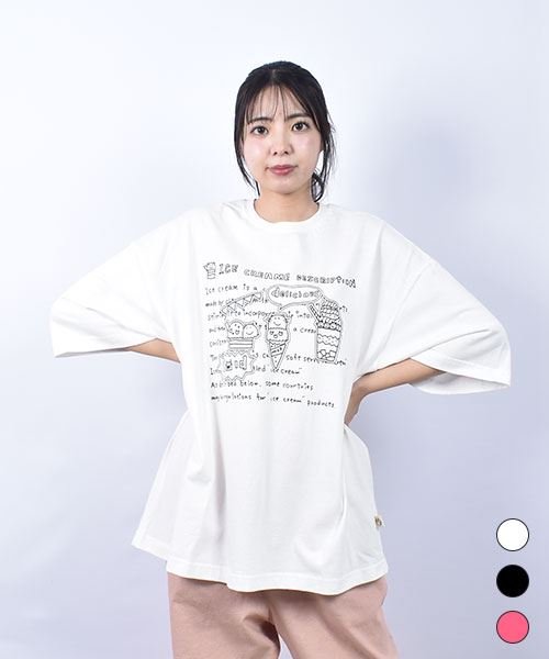 mof manul 20/-OE天竺 アイスクリームプリント Tシャツ