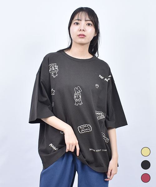 mof manul 20/-OE度詰め天竺 リブ衿 刺繍 トレーナー