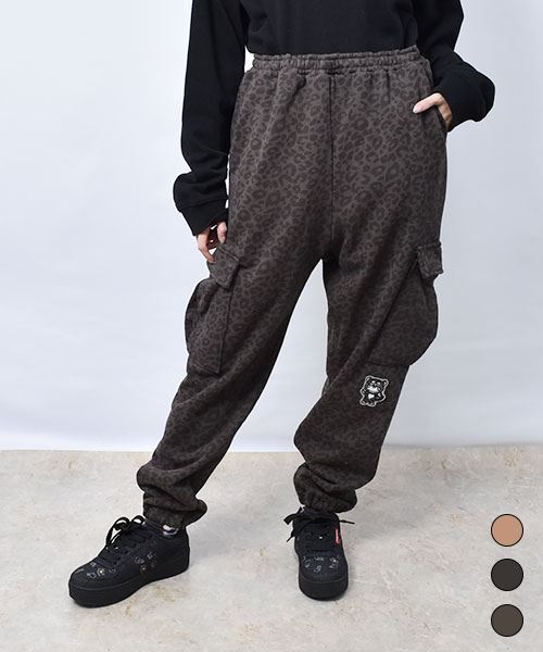 【カーゴパンツ / 裏毛】 ヒョウかぶりマヌル レオパード カーゴパンツ