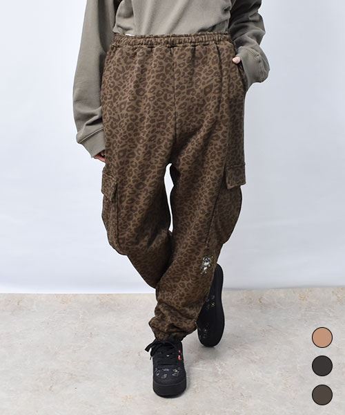 【カーゴパンツ / 裏毛】 ヒョウかぶりマヌル レオパード カーゴパンツ