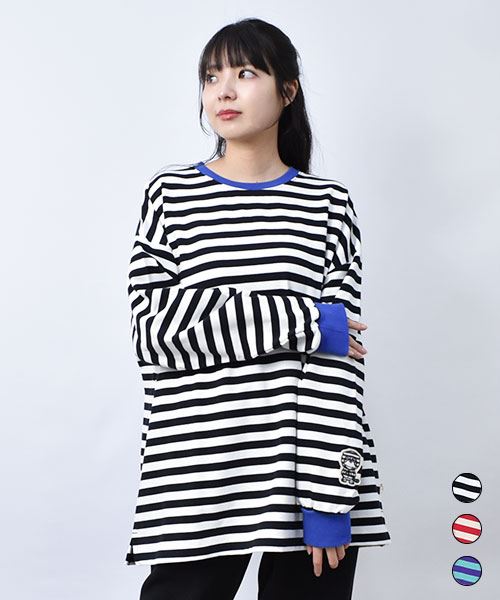 【スウェット トレーナー】 リブ ボーダー トレーナー