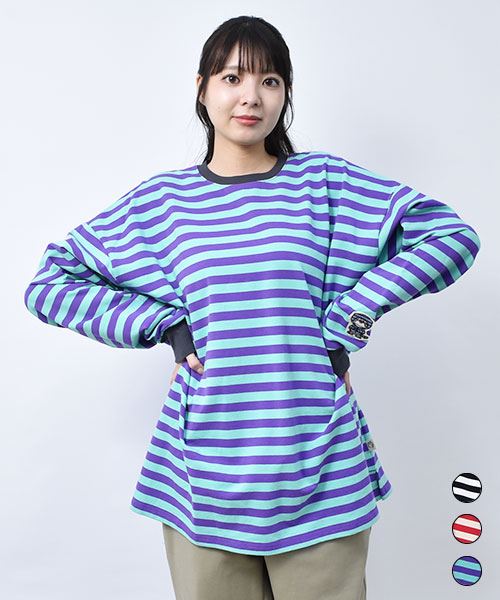 【スウェット トレーナー】 リブ ボーダー トレーナー