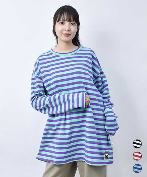 【スウェット トレーナー】 BIGシルエット ボーダー トレーナー