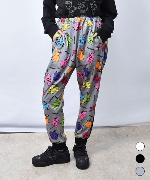【パンツ】 総柄 ジャージ風 カットパンツ