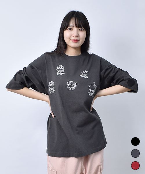 【トレーナー】 ドットプリント 7分袖 Tシャツ