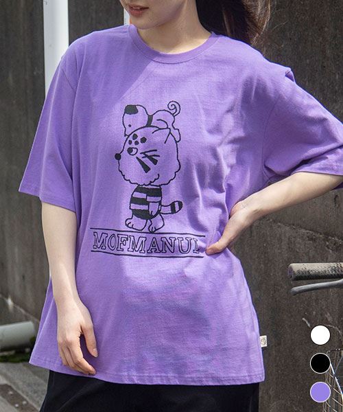 【Tシャツ】 子犬&マヌル プリント Tシャツ