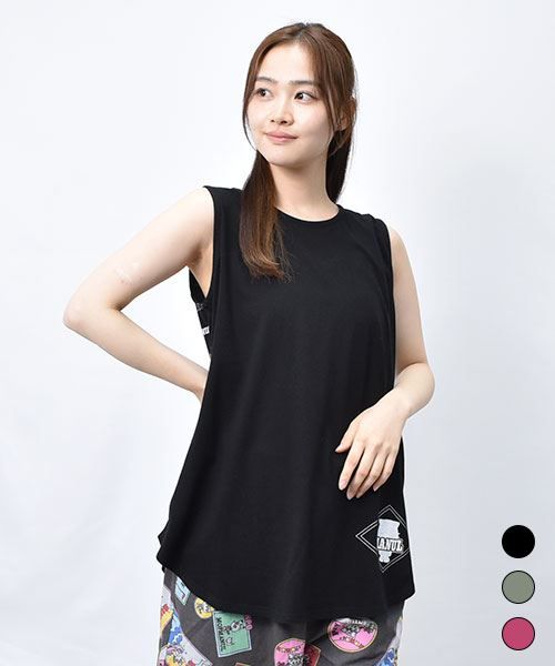 【Tシャツ】 総柄バック ノースリーブT