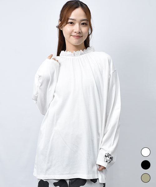 【Tシャツ】  衿レース インナー Tシャツ