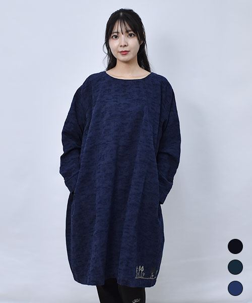 【シャツ チュニック】 ゆったり ジャガード チュニック