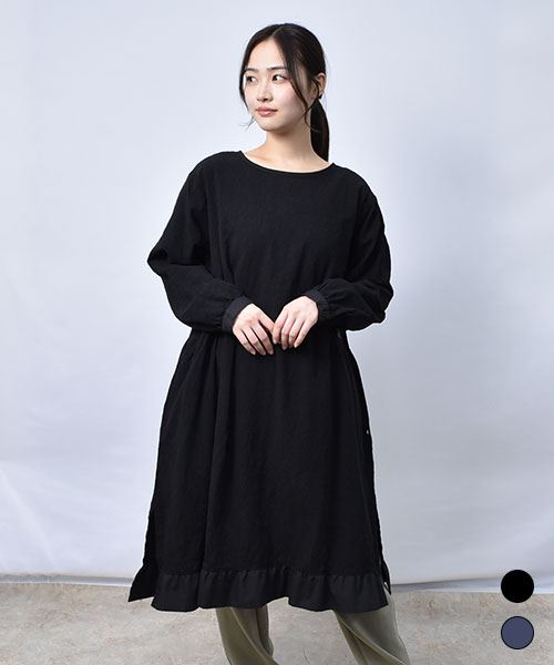 【ワンピース】 丸首 ジャガード ワンピース