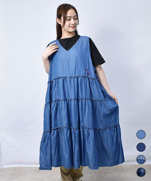 【ジャンスカ】 フレア デニム ジャンスカ