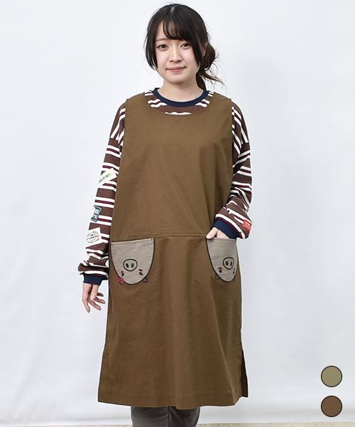 【ジャンスカ】 ストレッチ はーとんポケット ジャンバースカート