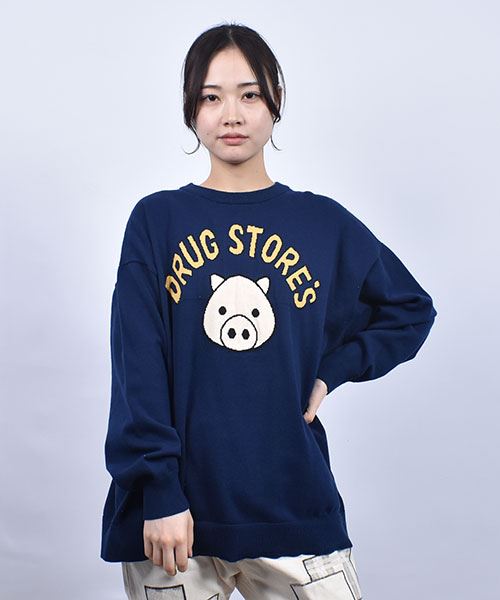 drug store's スタンディ＆ロゴ ニット