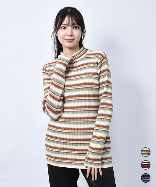 【ニット】 マルチボーダー リブ インナー