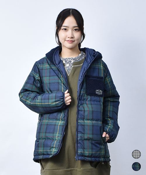 中綿ボア チェック アウター
