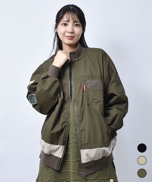 【ブルゾン】 リブ ワッペン ブルゾン