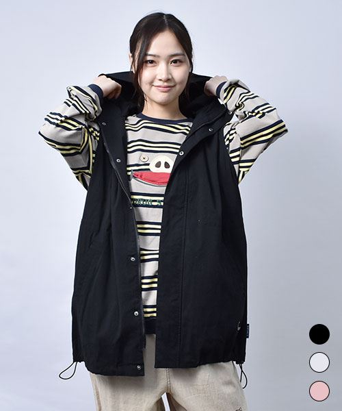 【撥水加工 / スーピマ綿】 フードつき ベスト