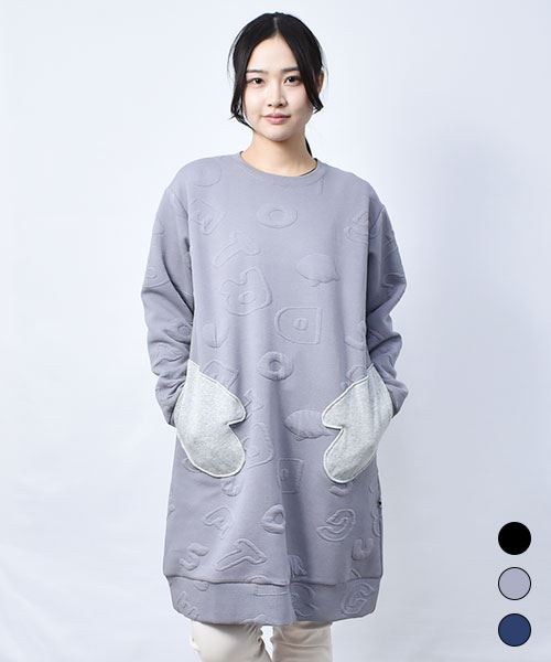 ふくれジャガード ミトンポケット チュニック