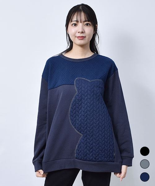 drug store's 裏毛 ふくれジャガード ブタBIGアップリケ トレーナー