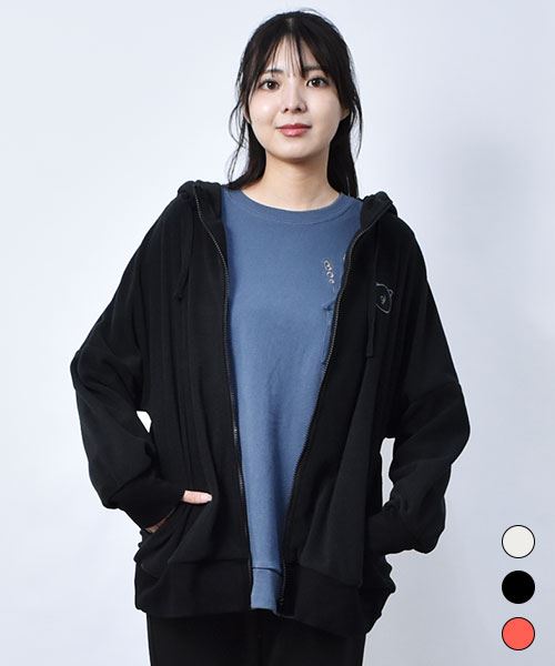 【パーカー / フリース】 ロゴアップリケ ドルマン パーカー