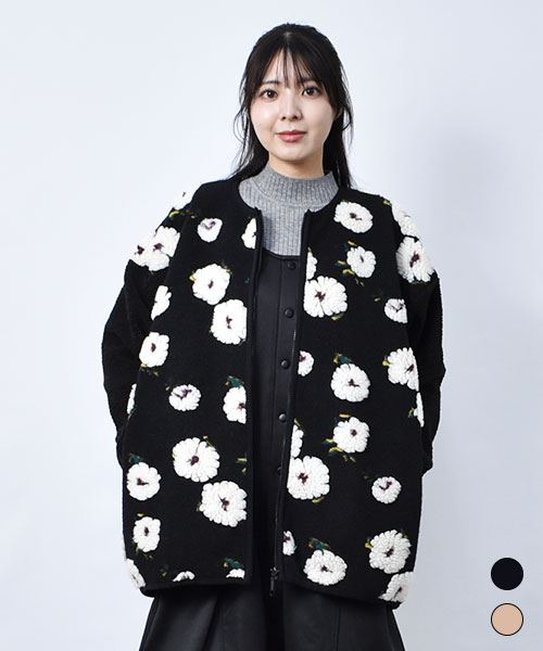 【ブルゾン / フリース】 花柄 ジャガード ブルゾン