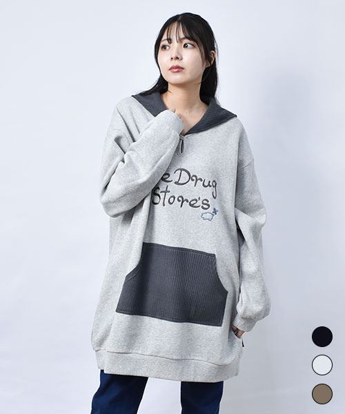 【スウェット チュニック / 裏起毛】 セーラー衿 チュニック トレーナー