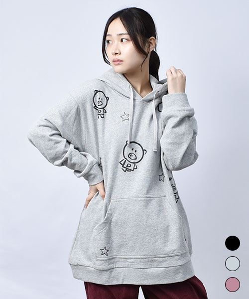 【パーカー / 裏毛】 ラメプリント パーカー