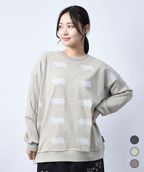 【スウェット トレーナー / 裏毛】 ならびブタ トレーナー