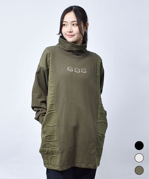 【チュニック】 バックジャガード タートル チュニック