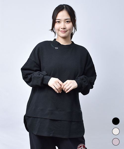 【スウェット トレーナー】 重ね着風 レース トレーナー
