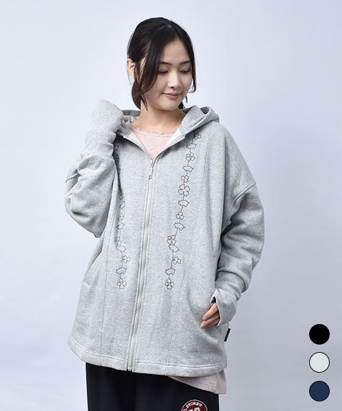 【パーカー / 裏起毛】 刺繍 ドルマン パーカー